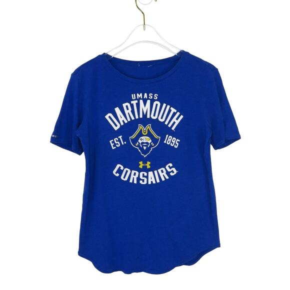 Umass Dartmouth Blue College Logo Graphic T-Shirt Small Medium Retro - Picture 1 of 5